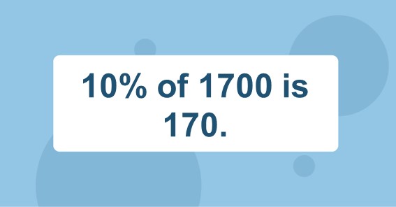 10% of 1700 is 170.